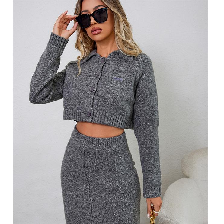 Knitted Slim Fit High Two Piece Sweater