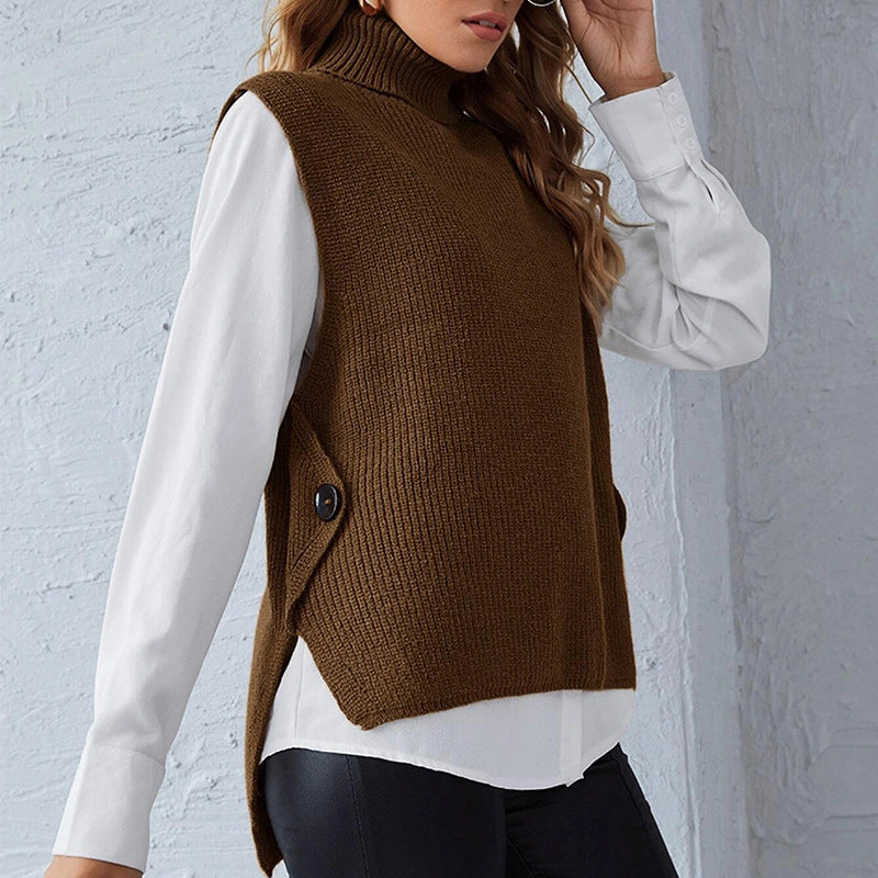 Turtleneck pullover sleeveless sweater