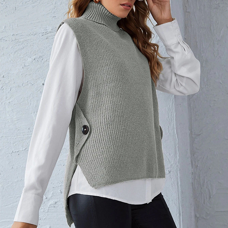 Turtleneck pullover sleeveless sweater
