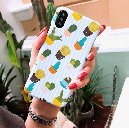 Compatible With Apple, USLION Green Cactus Case For I  Plus Flower Cartoon Animal Phone Cases For  Matte Hard PC Back Cover