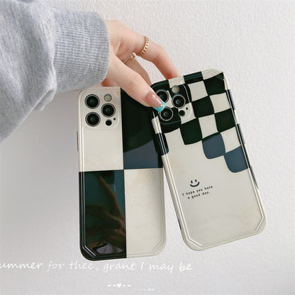 Black And White Checkerboard Pattern Silicone Phone Case