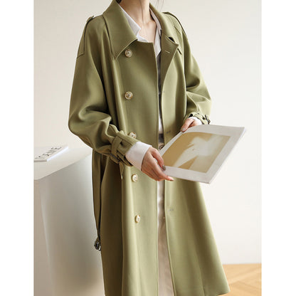 Women's Mid Length Autumn Coat With Over The Knee Atmosphere