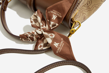 Women's Retro Embossing Silk Scarf Handbag