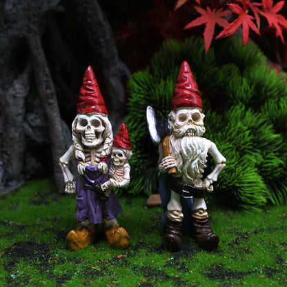 Micro Landscape Scene Decorations Resin Crafts Creative Personality Halloween Skull Dwarf Ornaments