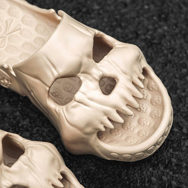 Personalized Skull Design Halloween Slippers Bathroom Indoor Outdoor Funny Slides Beach Shoes