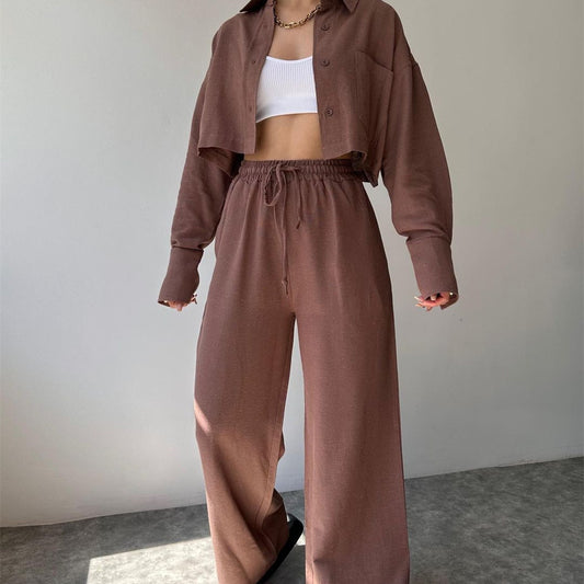 Casual  Long-sleeved Casual Shirt & Trousers Set