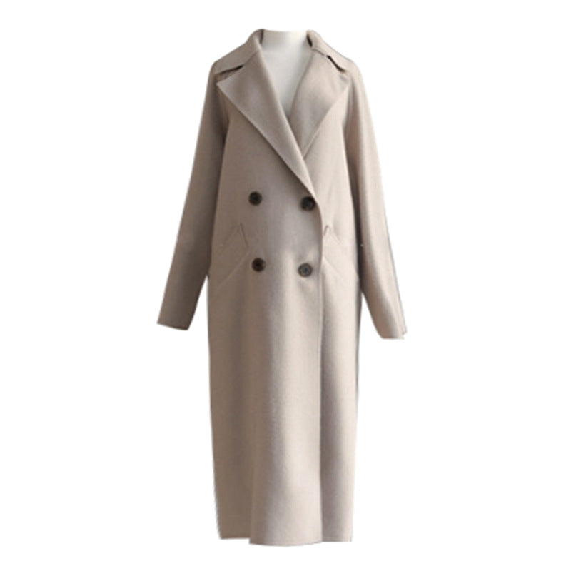 Ladies Mid-length Double-sided Woolen Coat With Waist