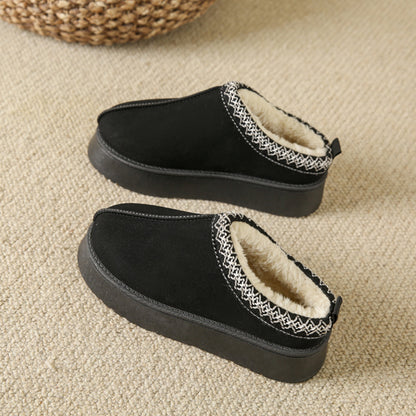 Fleece Warm Thick Bottom Cotton Shoes Ankle Flats