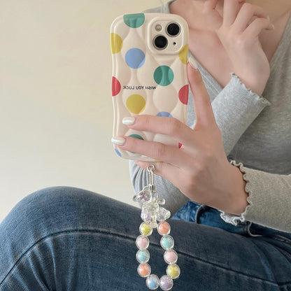 Color Polka Dot Chain Lanyard Phone Case
