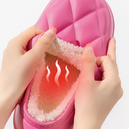 Winter Plush Slippers Women's Indoor Outdoor Fashion Rhombus Design Warm Plush Shoes House Confinement Shoes