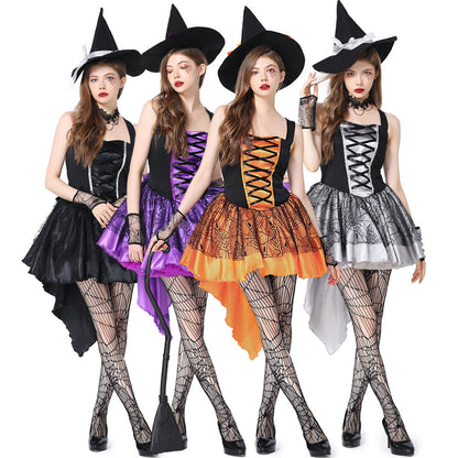 Halloween Costume Mesh Camisole Witch Multi-color Party Gathering Performance Costume