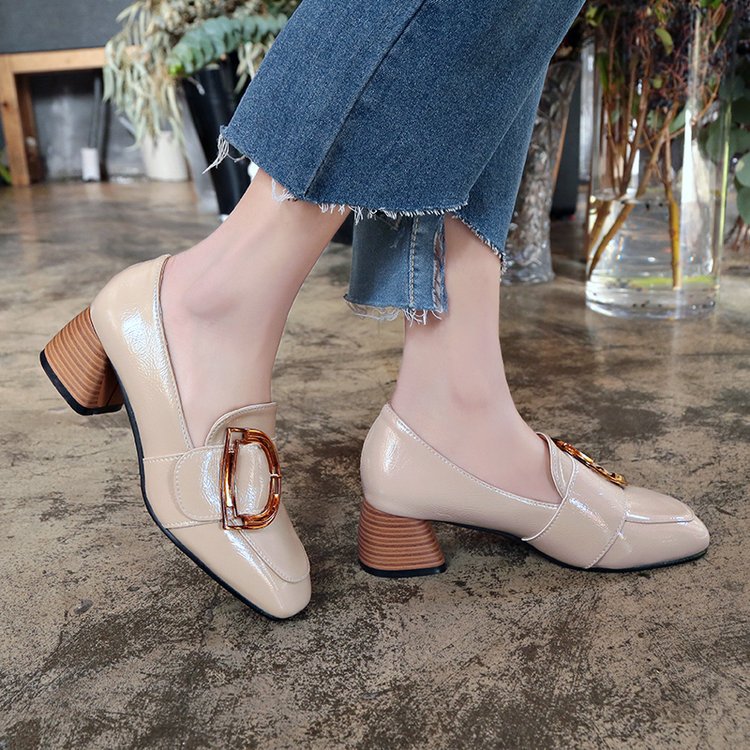 High Heeled Single Shoes For Women Thick Heeled Soft Shoes