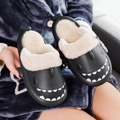 Winter Shark Shoes House Slippers With Button EVA Couple Slippers