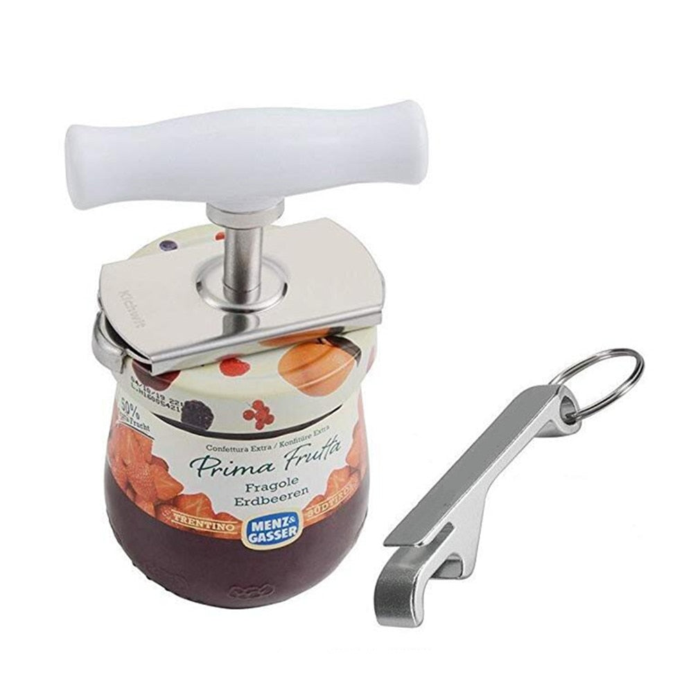 Kitchen Can Opener Adjustable Jar Openers Manual Spiral Seal Lid Remover Twist Off Screw Free Bottle Opener Keychain Included