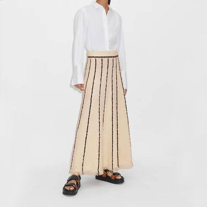 Striped Tassel Knitted Skirt