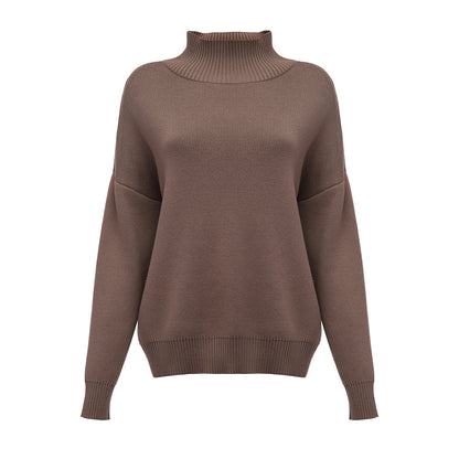 Women's Fashionable All-matching Loose Mock Neck Knitted Sweater