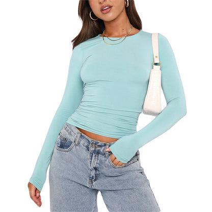 Casual Solid Color Slim Pullover T-shirt