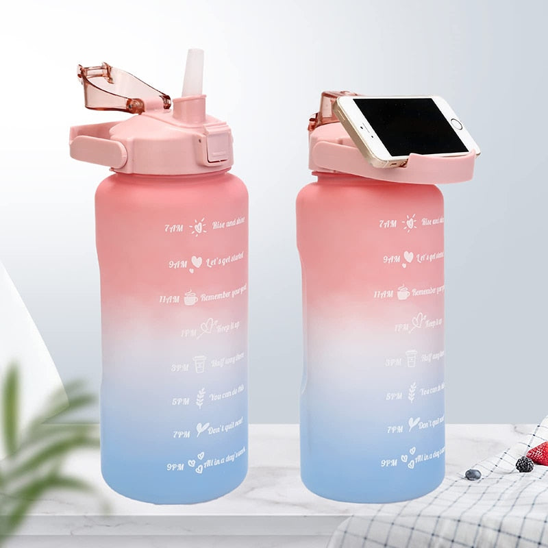 3PCS/Set 2 Liters Sports Water Bottle 500ml/900ml/2000ml Motivational Time Marker Portable Drinking Bottle With Straws for Girls