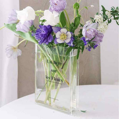 Clear Book Vase, Clear Book Flower Vase, Clear Book Vase for Flowers, Cute Bookshelf Decor for Floral Arrangement Home Decor