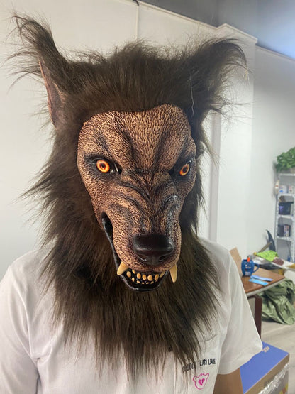 Werewolf Costume Party Mask Halloween Simulation Animal Rotate Headwear Costume Wolf Face Masks Cosplay