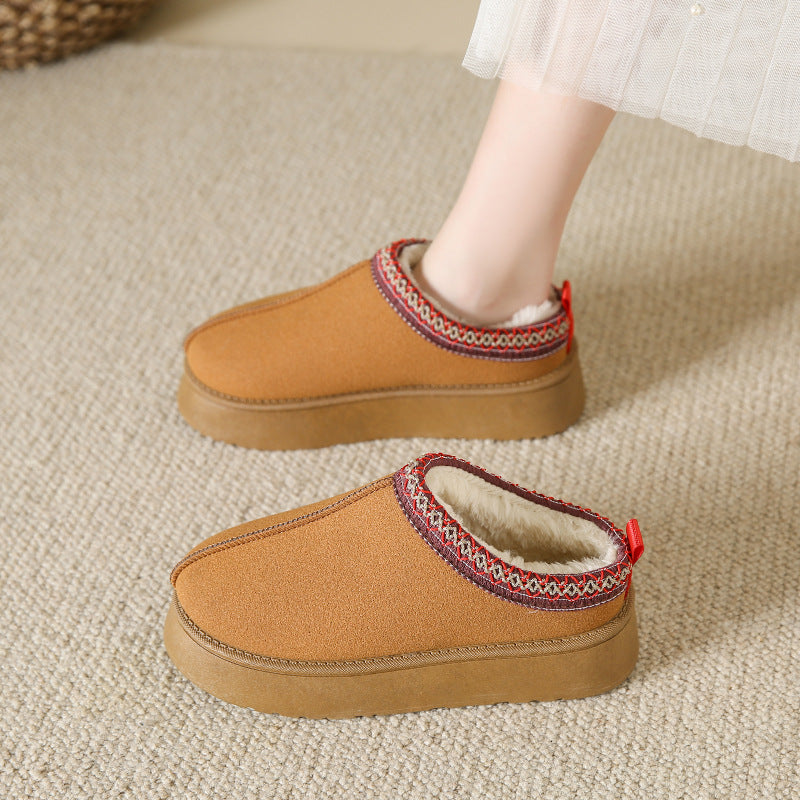 Fleece Warm Thick Bottom Cotton Shoes Ankle Flats