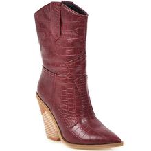 V Cut Western Cowboy Boot Women's High Heel Pointed Toe Knight Boots